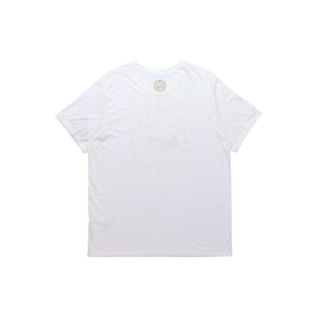 Nike Metallic Gold Logo Dri-Fit Basketball Short Sleeve T-Shirt Men Tops White 913343-100