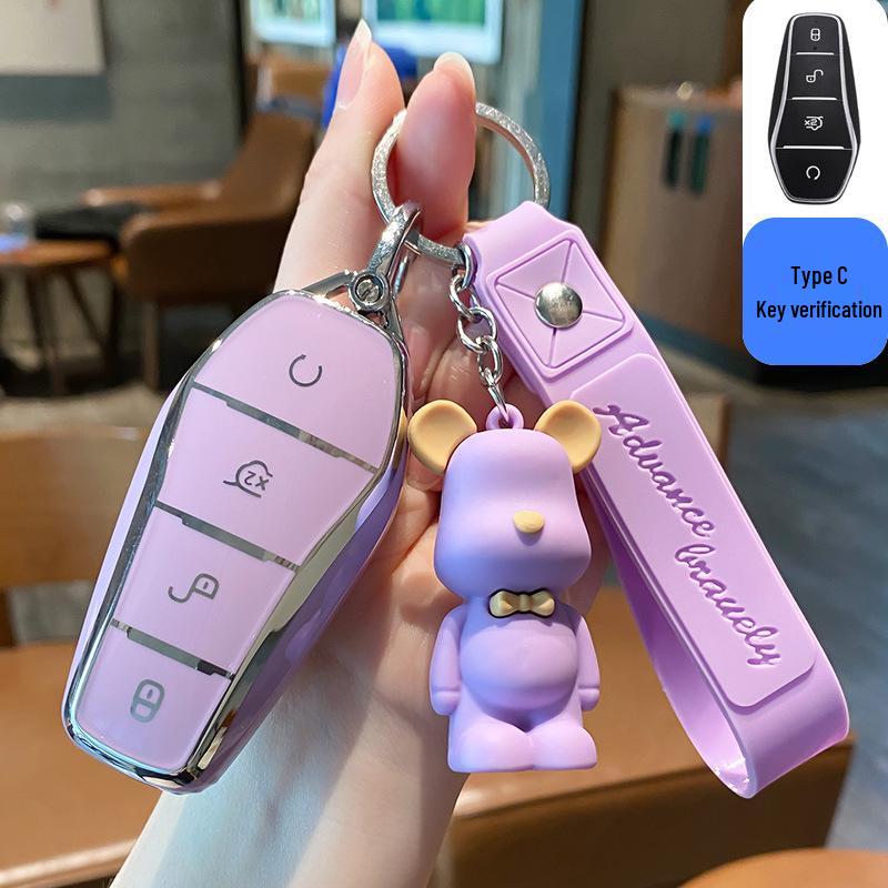 BYD Dolphin Key Case for Han Song, Tang DM-i, Qin Pro/Plus, Yuan, and E2 - Car Shell Buckle Bag.