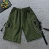 Mid-Rise Elastic Waistband Multi Pockets Chain Strap Decor Men Shorts Outdoor Fitness Cargo Short Pants