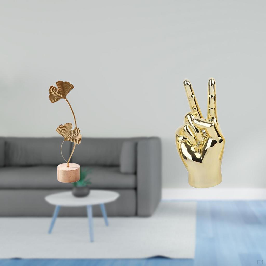 Gesture Metal Sculpture Abstract Finger Shaped Figurine Nordic Creative Ornament for Table Party