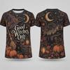 Vintage Gothic Halloween T Shirt Men Women 3D Print Pumpkin Ghost Witch Black Cat Raven Moon Graphic Short Sleeve Tees Tops