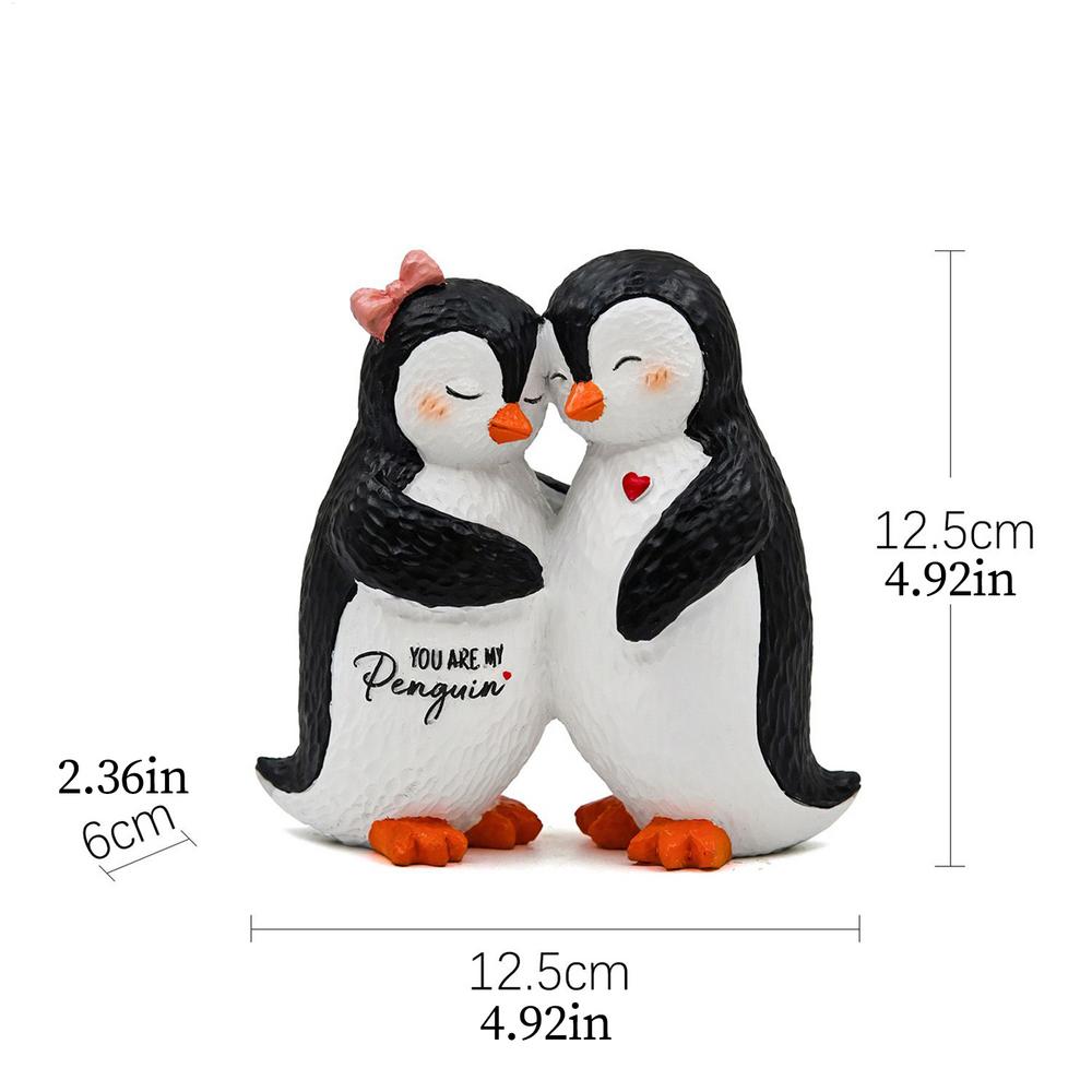 

Cute Romantic Couple Penguin Figurines Resin Desk Statue Decor for Christmas Birthday Valentines Day Gift Women Men Home Office