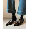 French pointed inner height increase thin boots women's 2026 huge good-looking short boots leather wedge Chelsea boots