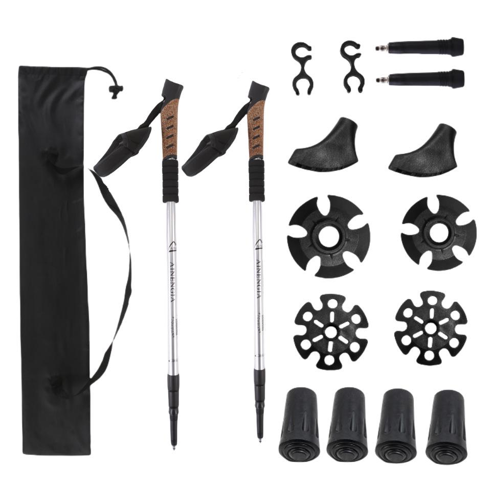 Outdoor Hiking Poles Set: 2-Piece Aluminum Alloy Trekking Poles with Cloth Bag.