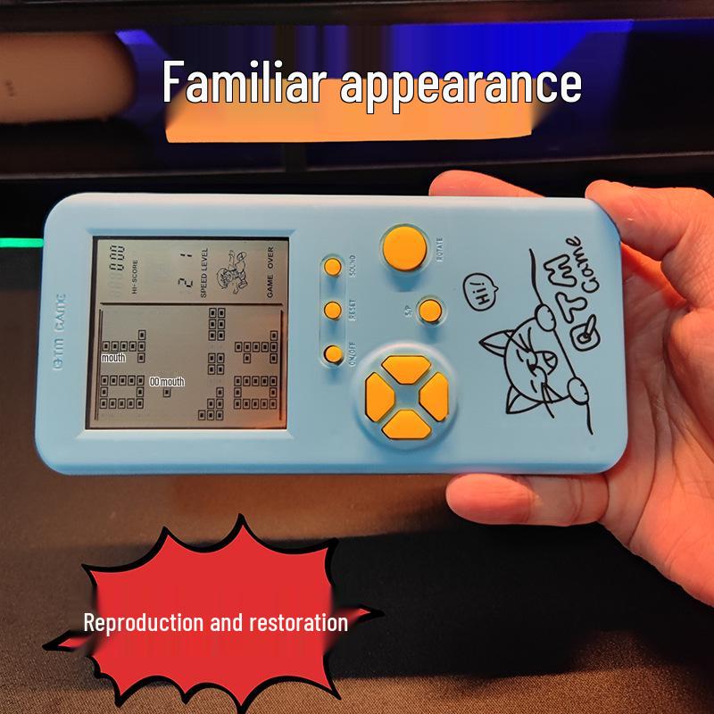 Consolă de joc portabilă Tetris 8090 cu ecran mare, prietenoasă cu ochii: Jucărie Educațională Clasică Nostalgică pentru Copii.