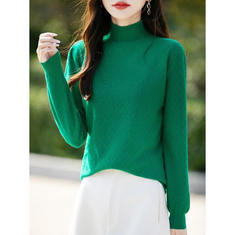 Pulover Cămașă cu fundul pe jumătate gât înalt Pulover subțire Topuri de toamnă și iarnă pentru femei Tricotaj