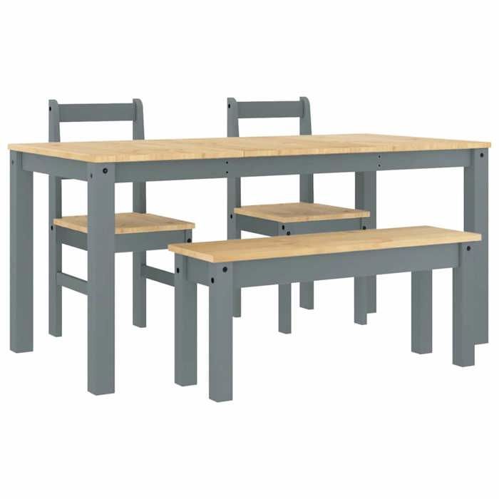 VidaXL Ensemble à manger Panama 4 pcs gris bois de pin massif, ensemble de table à manger, table et chaises de cuisine, 3345177
