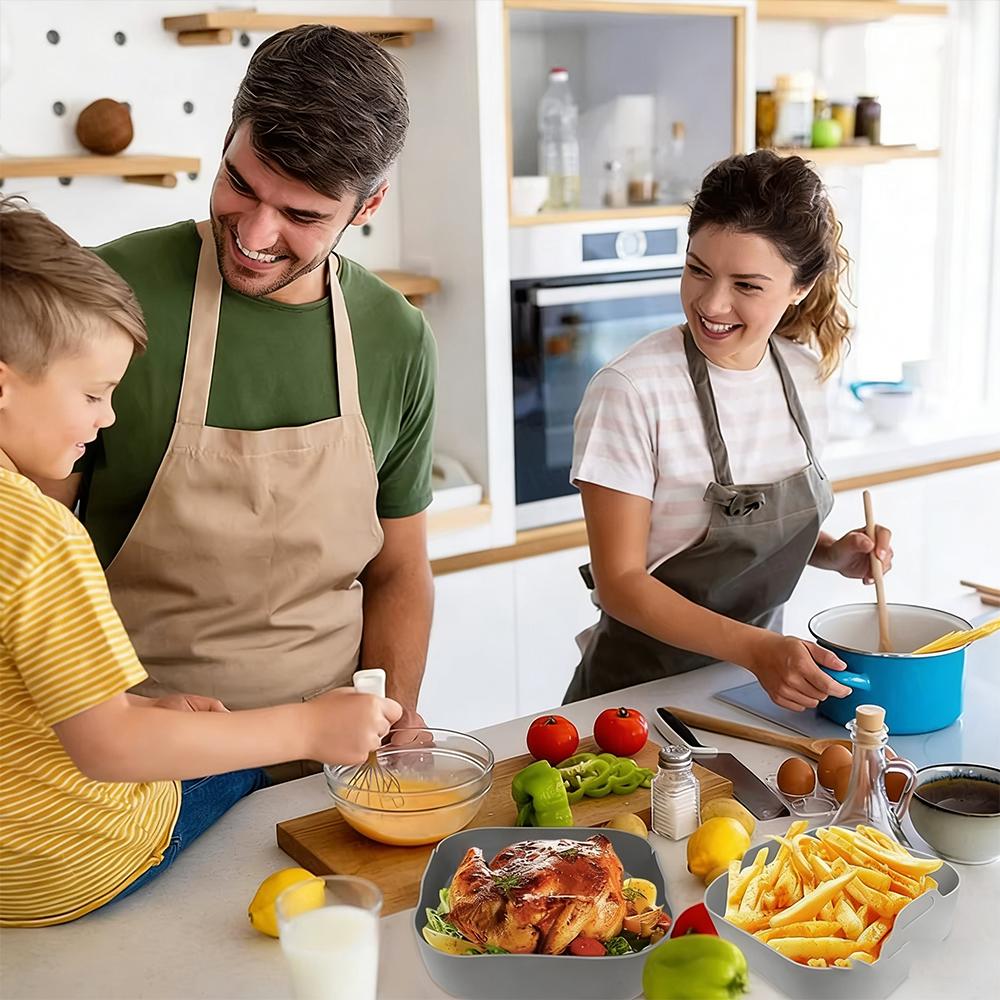 1pc Air Fryer Silicone Tray Oven Baking Basket Reusable Liner Insert Dish Fried Chicken for Airfryers Accessories Air Fryer