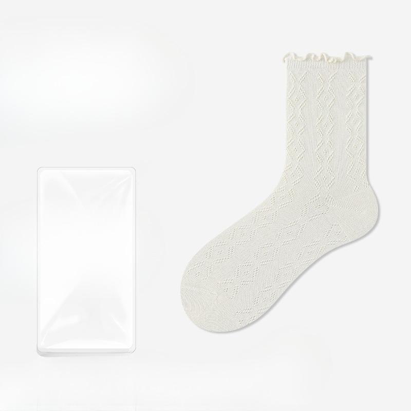 Women's Summer Thin Lace Mesh Breathable Medium Tube Pile Cotton Socks