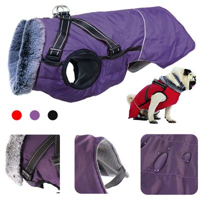Winter-Hundekleidung mit Geschirr für mittelgroße und große Hunde, wasserdichter warmer Mantel, Französische Bulldogge, Labrador-Jacke, Mops, Pudel-Kostüm
