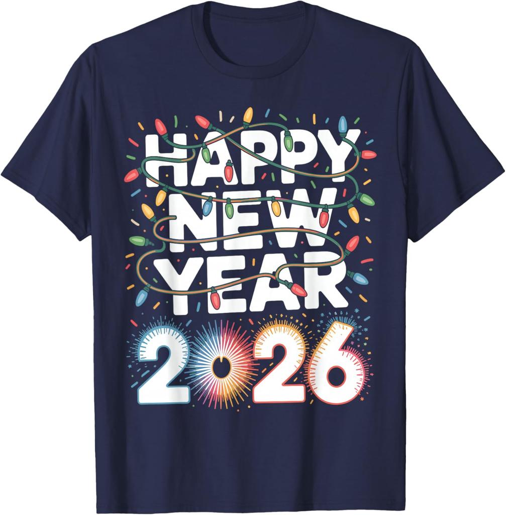 Happy New Year 2026 Sparkle for Unisex TShirt High quality cotton Crewneck Regular short sleeve fashion printed Tshirt tops