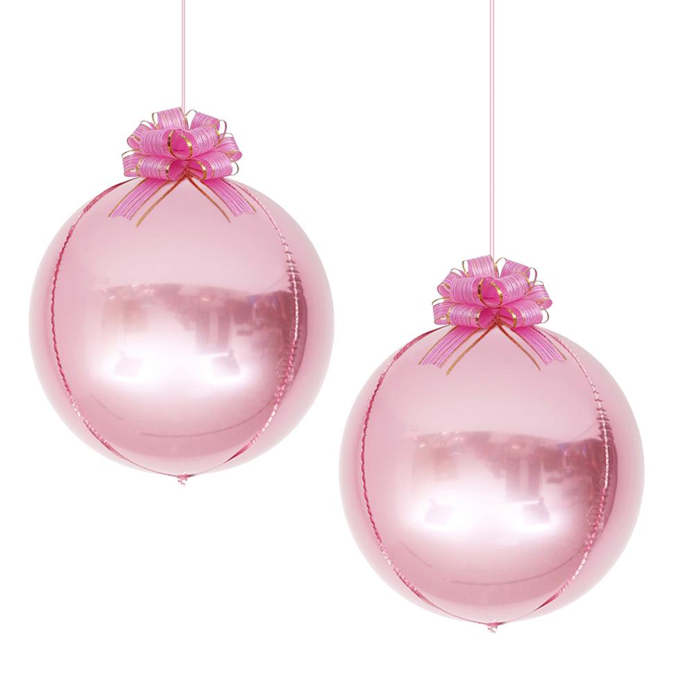 2-Piece Set, 22-Inch 4D Round Pink Laser Disco Balloons + 2 Streamers, 22-Inch 4D Round Balloons with Pearlescent Pink + 2 Streamers, 22-Inch 4D Other