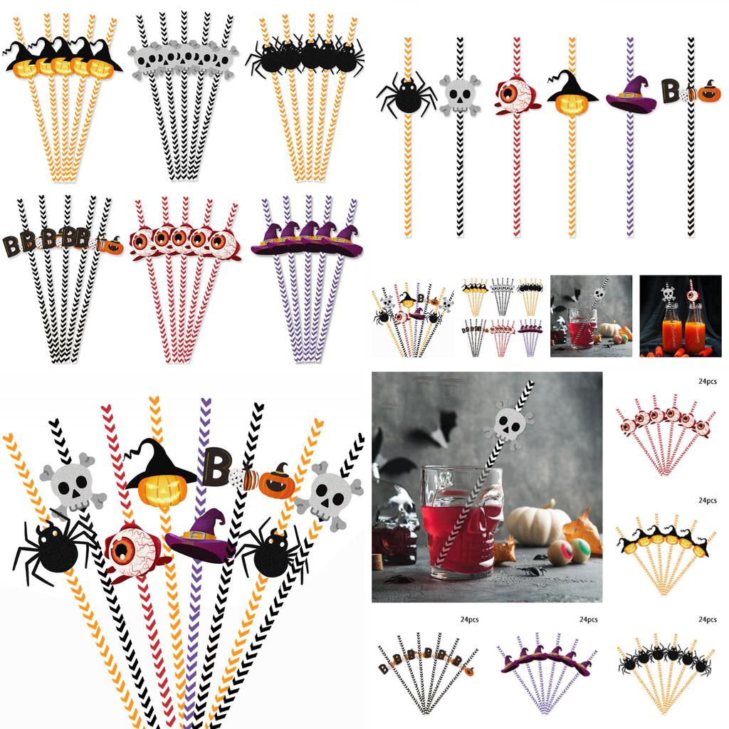 Eye-catching Halloween Pumpkin And Spider Straw Attachments