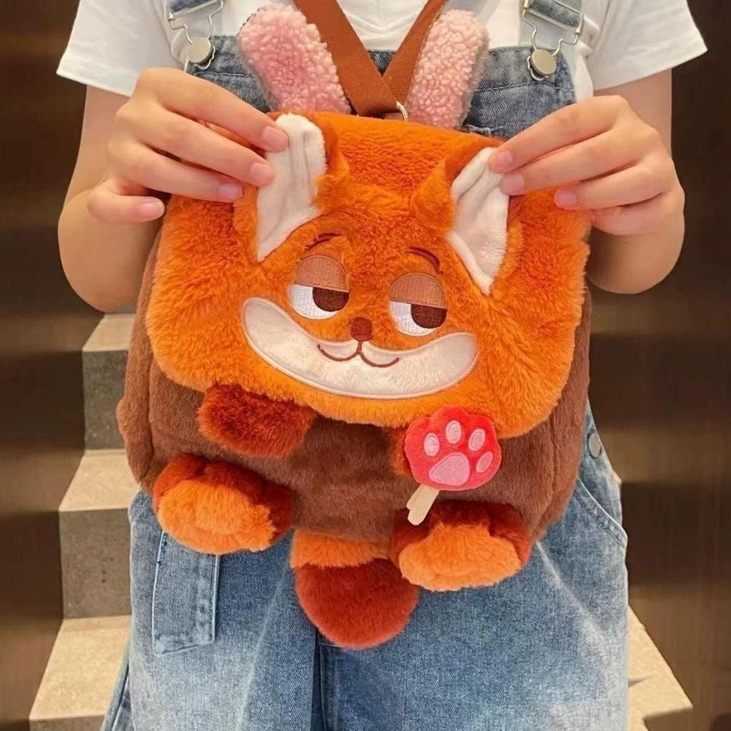 Cute Zootopia cartoon Judy Nick large capacity backpack crossbody bag fluffy flap shoulder bag 0154 CLE
