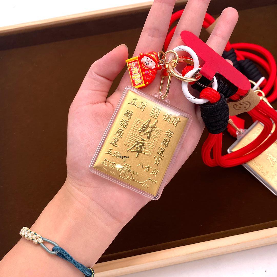 999 Pure Gold Wealth Keychain: Attract Abundance, Gold Foil Pendant Gift