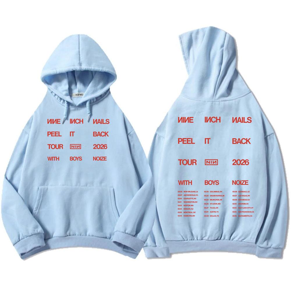 Nine Inch Nails Peel It Back 2026 Tour Hoodies NIN Rock Band Graphic Print Sweatshirts Long Sleeve Winter Hooded Pullovers