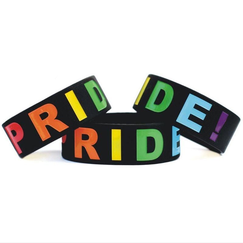 Duhový silikonový náramek Řetízkový styl Gumový náramek Písmena Pride Různé barvy Náramek na ruku Náramek na zápěstí Sportovní Párty Rekvizity