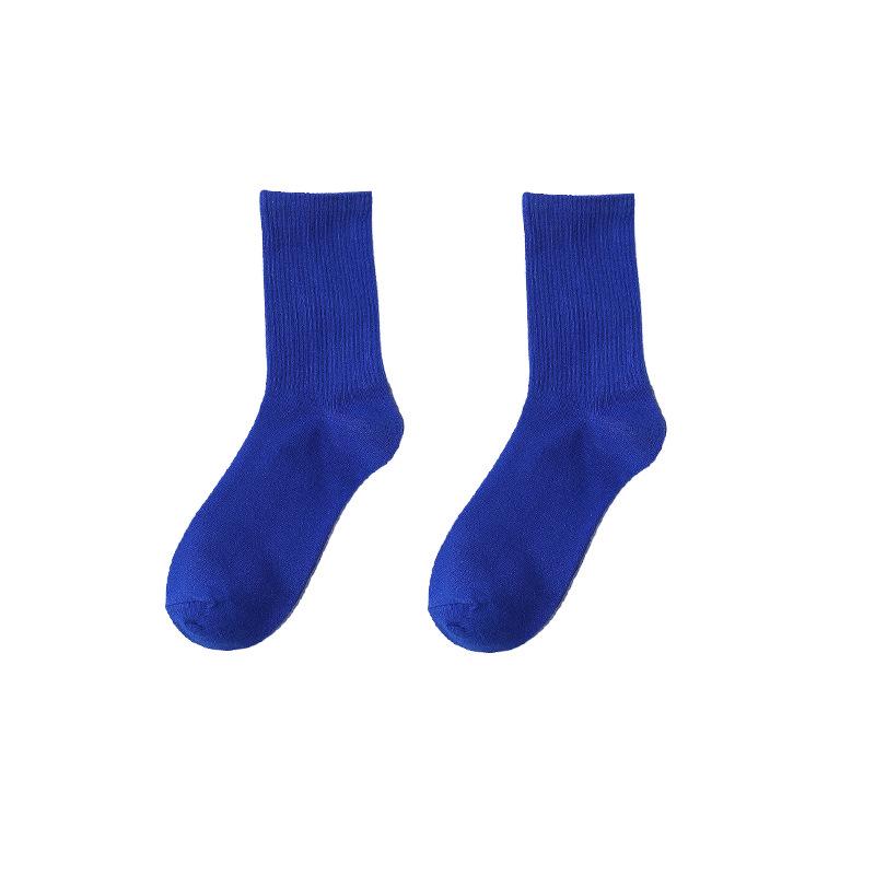 Bonbonfarbene Mid-Calf-Socken: Dünner Stil für Frühling, Sommer & Herbst, Unisex Kniehohe Baumwollsocken, Trendiger Paar-Look Reiner Schwarzer Slouch-Stil.