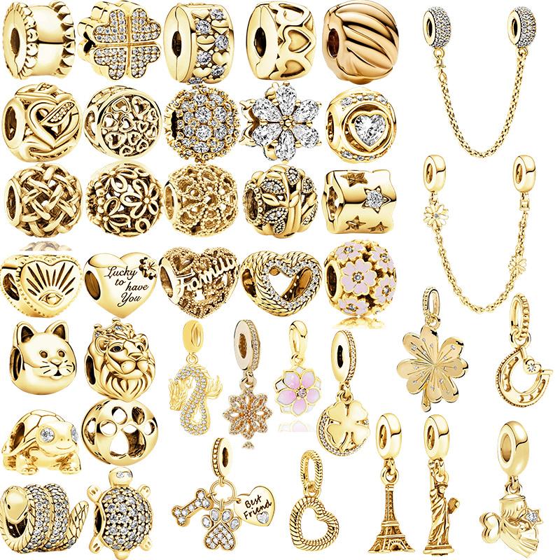 Altın Kaplama Parlak Charm Boncuk Kolye Ucu Orijinal Yılan Bakır Bileklik Kolye Boncuklarına Uyar Kendin Yap Takı Kadın Hediye