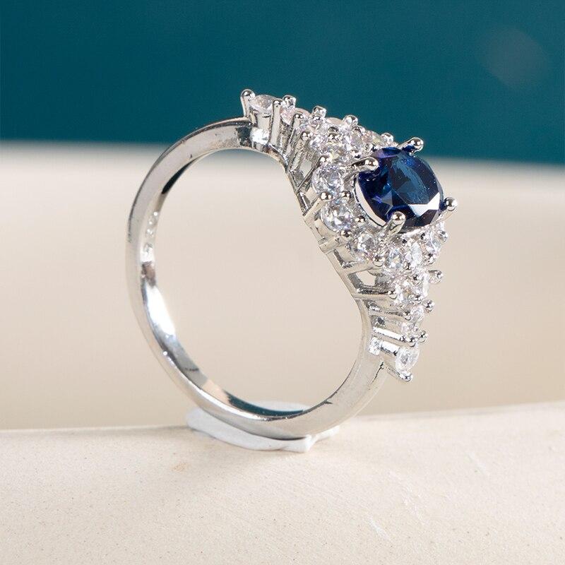 BELLA BOX Dark Blue Series Charms Female Finger Rings Luxury Engagement Party Rings For Bride Shiny Brillaint Zircon Jewelry
