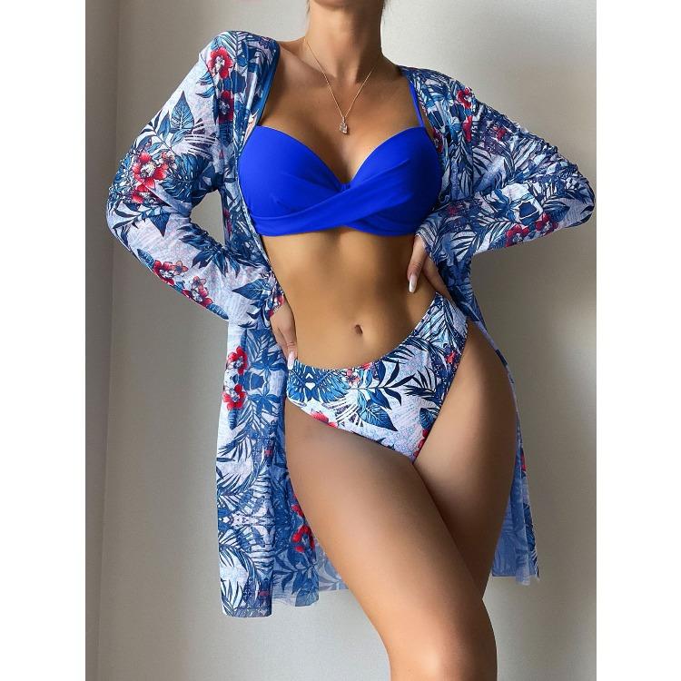 2026 New Arrival Women's Three Piece Bikini, Fashion Mesh Cover Up Split Swimsuit Beachwear