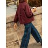 Women Lapel Collar Cropped Trench Jacket Single‑Breasted Long Sleeve Loose Casual Short Windbreaker Outerwear With Pockets