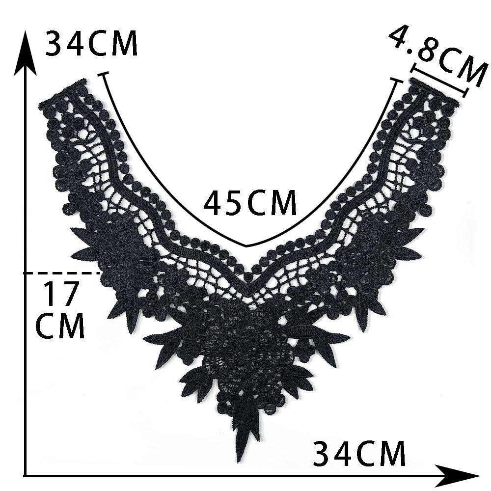 Black And White I Polyester Thorn Hollow Embroidered Collar-Shaped Sewing Lace Diy Decorative Cheongsam Dress Clothing Accessories Accessories