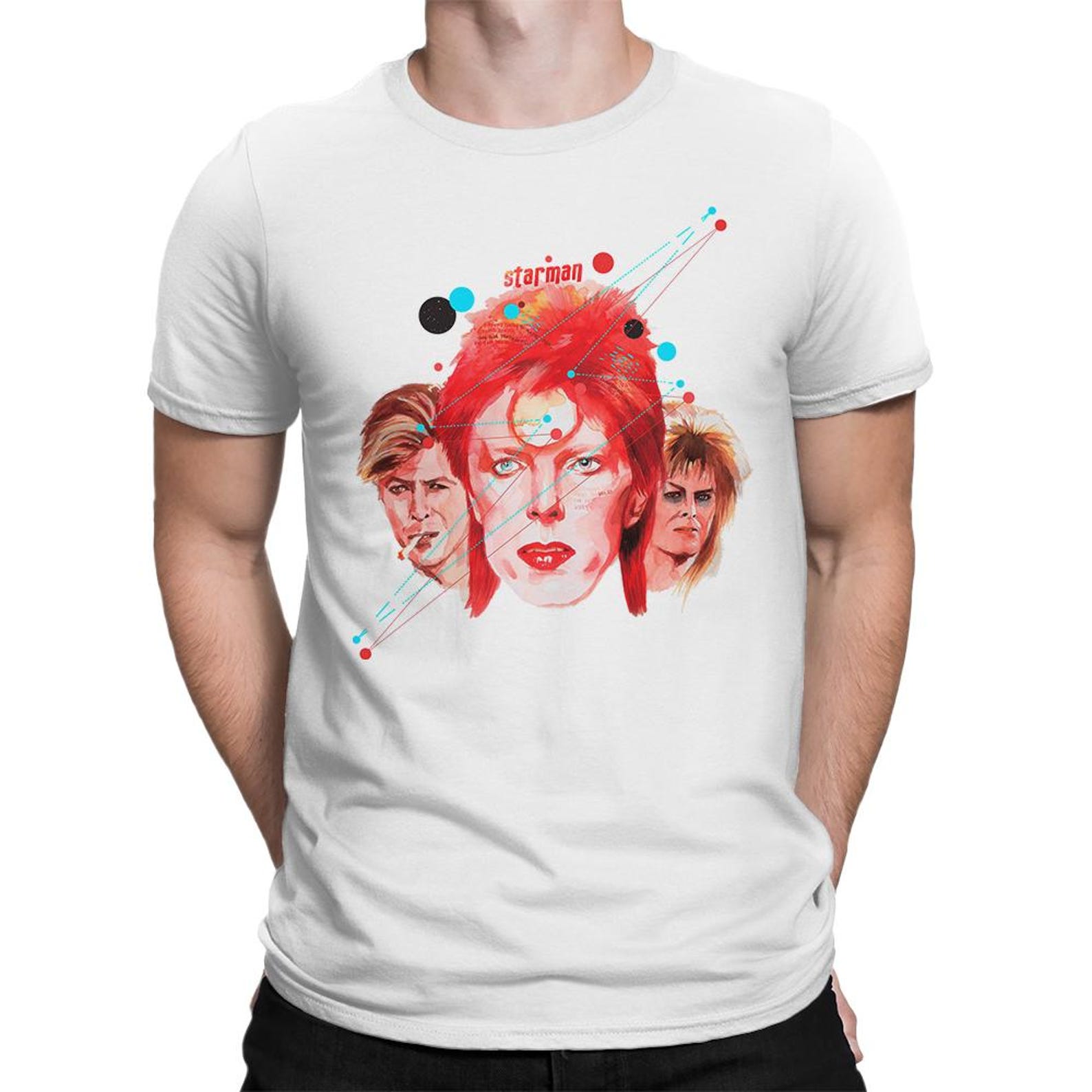 David Bowie Starman T-Shirt, Men s and Women s Sizes Tee 2XL