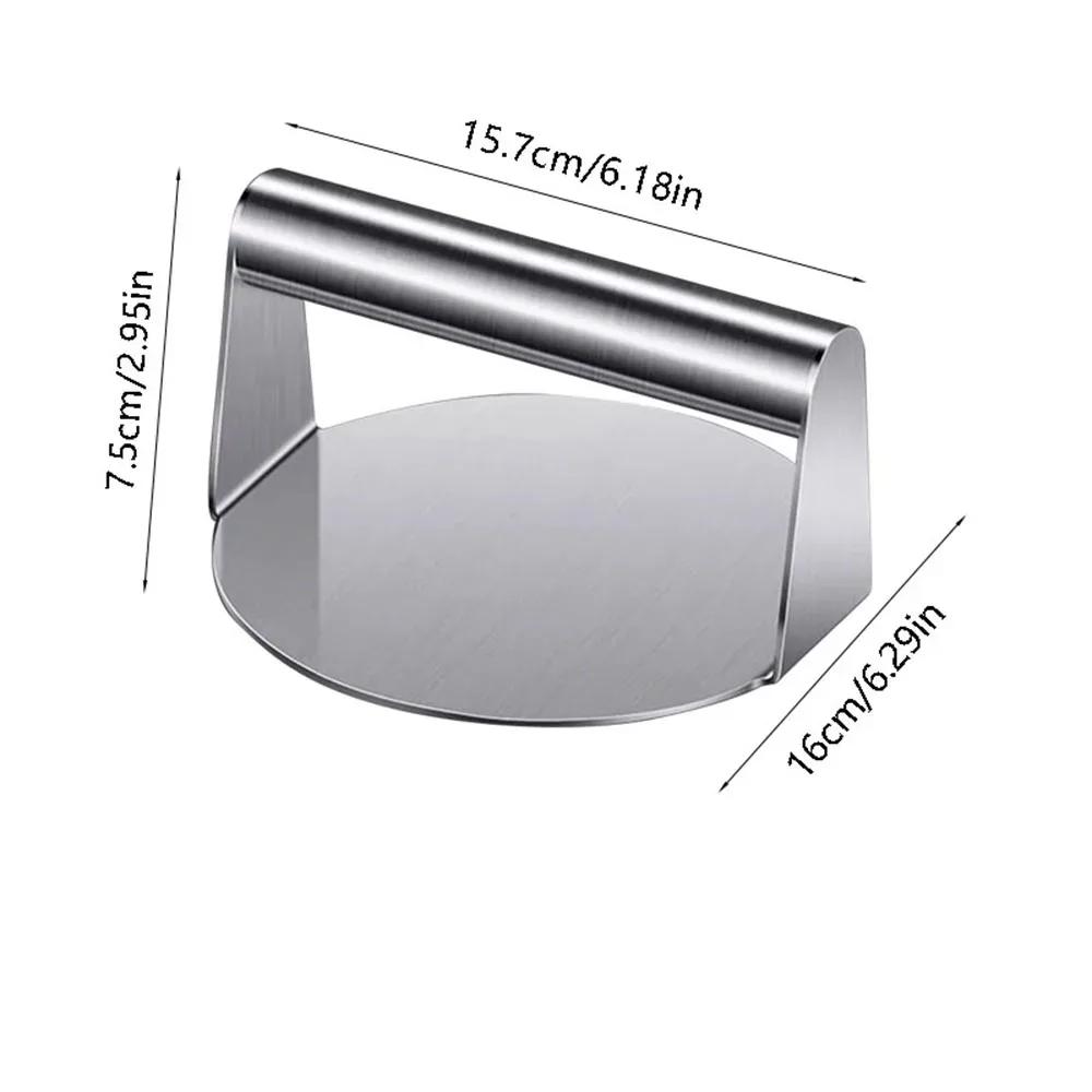 430 Rostfritt Stål Hamburgerköttpress Fyrkantig Burgerköttpress Köksverktyg Köttpressplatta 1 st Cirkulär