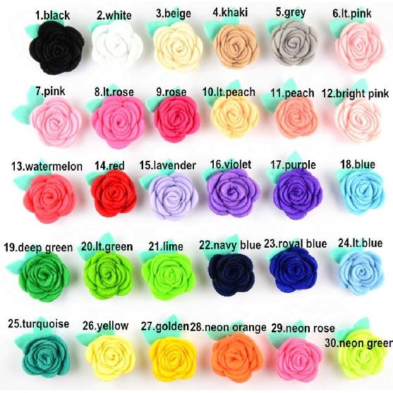 Assorted Colors 30pcs Rose Felt Applique Kits Flower Felt Scrapbooking Non-Woven Stickers Sew On Applique Felt Pads for DIY Handcraft Decoration