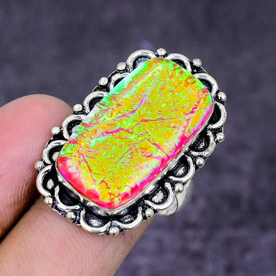 Natural Pink Triplet Opal Gemstone 925 Sterling Silver Jewelry Ring Size 9 ETC-14872