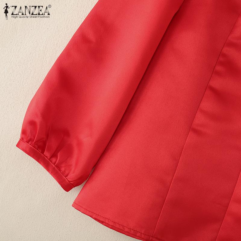 ZANZEA Women Casual V-Neck Solid Color 3/4 Sleeve Blouse