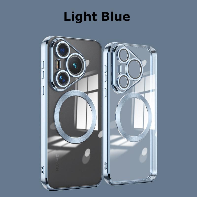 Custodia Magsafe per Huawei Pura 70 P70 Pro Plus Trasparente Elettrolitica Silicone Magnetica Ricarica Wireless Casing Cover Antiurto