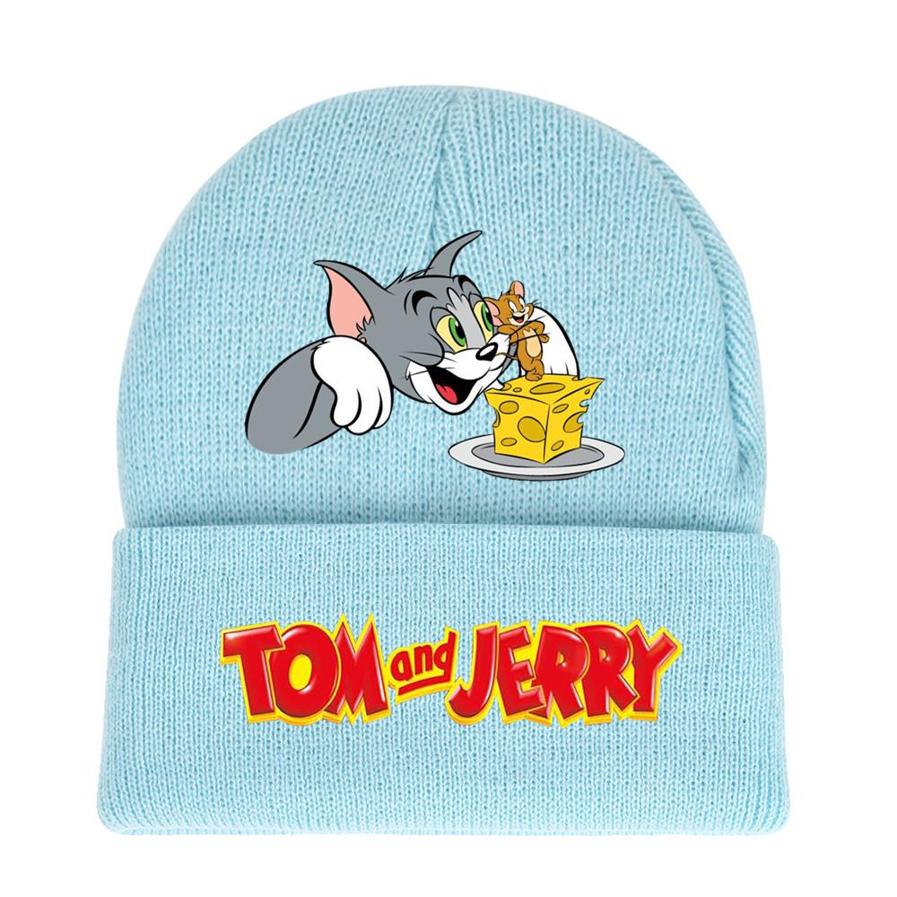 Jerry And Tom Cartoon Print Knitted Hat Hip Hop Cap Outdoor Fashion Gift Unisex
