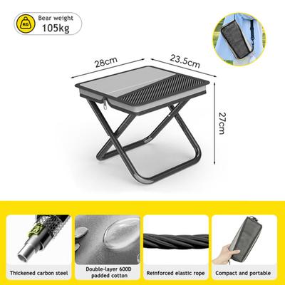 Portable Folding Stool Zipper Closure Ultralight Collapsible Stool Compact Design Camping Travel Fishing Hiking