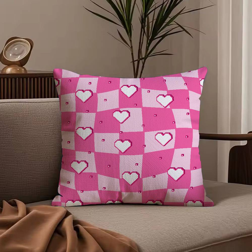 Valentine's Day Stickers X Pillow Case Anti-dustmite Pillowcase Invisible Zipper Silky Short Plush Sofa Cushion Cover