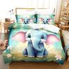 Cute Cartoon Elephant Duvet Cover Set 3D Animal Bedding Set Soft Microfiber Quilt Cover For Kids Adults Bedroom