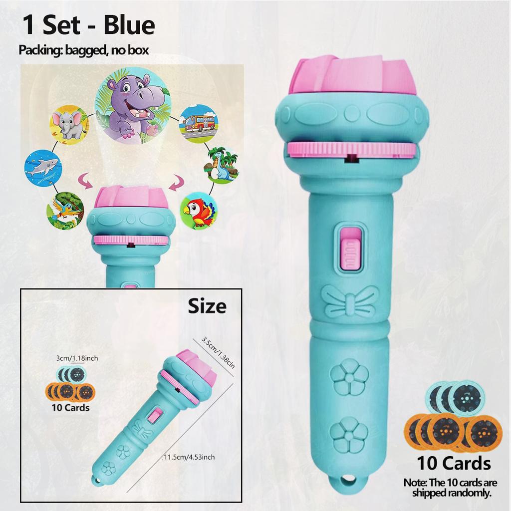 Projector Flashlight For Kids 10 Cards 80 Patterns Bedtime Toys Cartoon Light Educational Toy Gift For Toddler Boys Girls Gifts