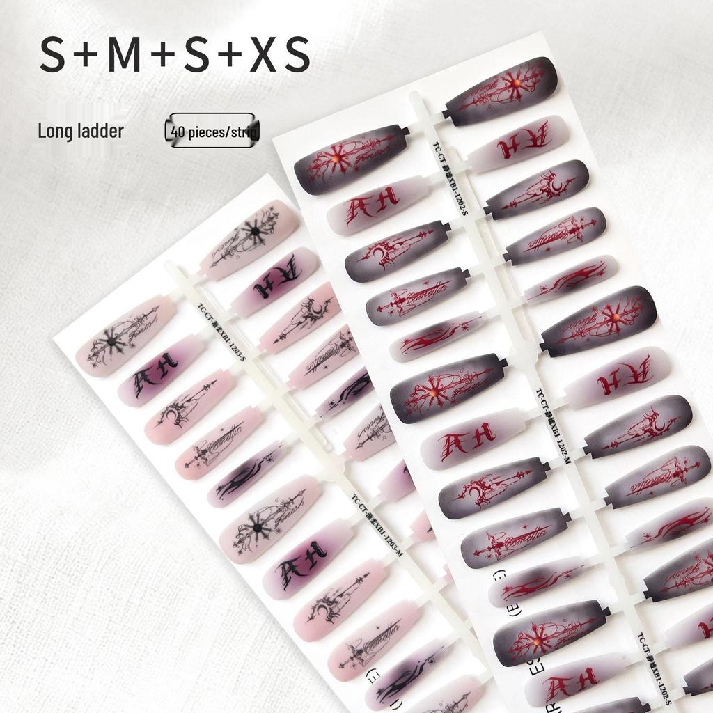 New Year's Trendy Wine Red French Nail Art Stickers – Detachable and Wearable