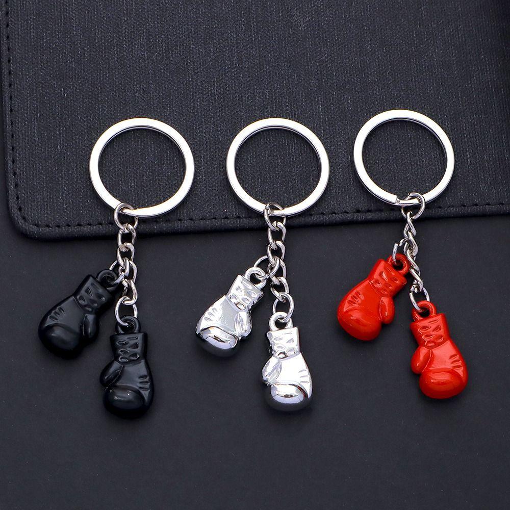 Metal Boxing Gloves Keychain 3D Sport Pendant Creative Fitness Boxing Key Ring  Boxing Lovers