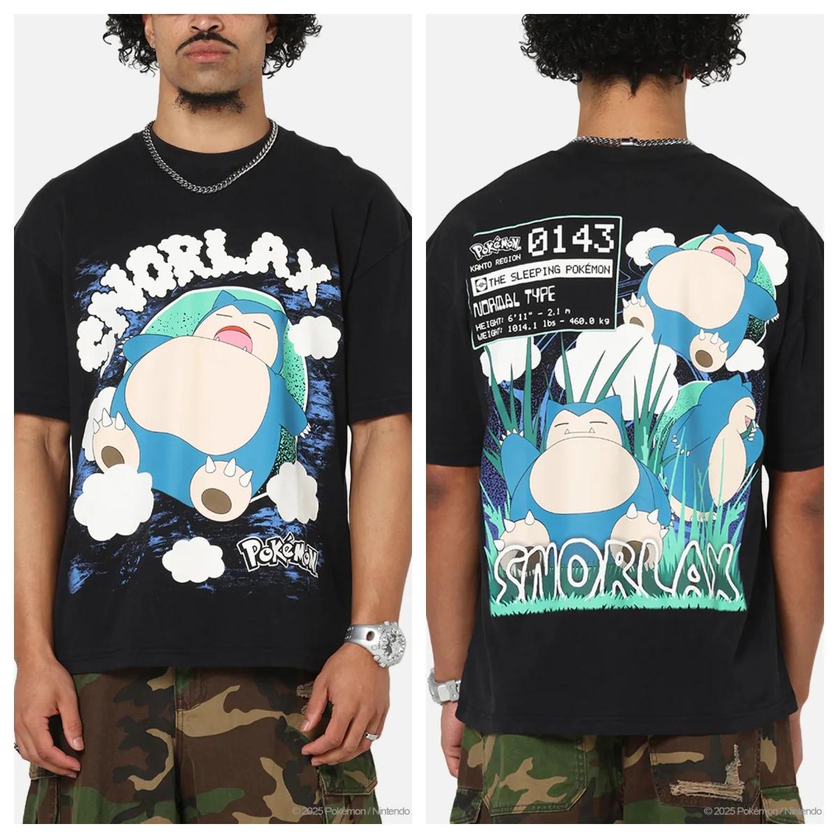 Anime Pokémon Snorlax Cotton T-shirt Summer Men s and Women s Fashion Casual Short Sleeved T-shirt Streetwear Anime Enthusiast 4XL