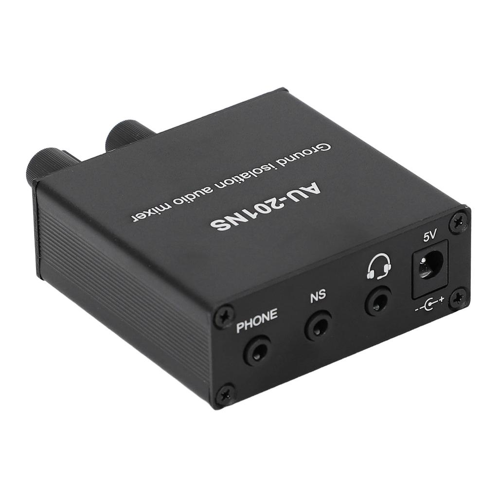 Mini Sound Mixer 2 in 1 Out 3,5mm Port Kompakter Sound Mixer mit Masseisolierung für Computer Telefon 5V