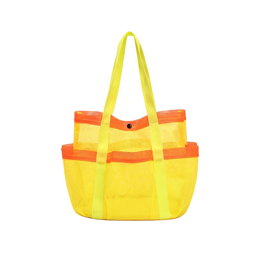Large Capacity Multi Pocket Tote Bag Mesh Beach Bag Swimming Pool Bag Clothes Storage Organizer Bag with Durable Handles for Outdoor Use