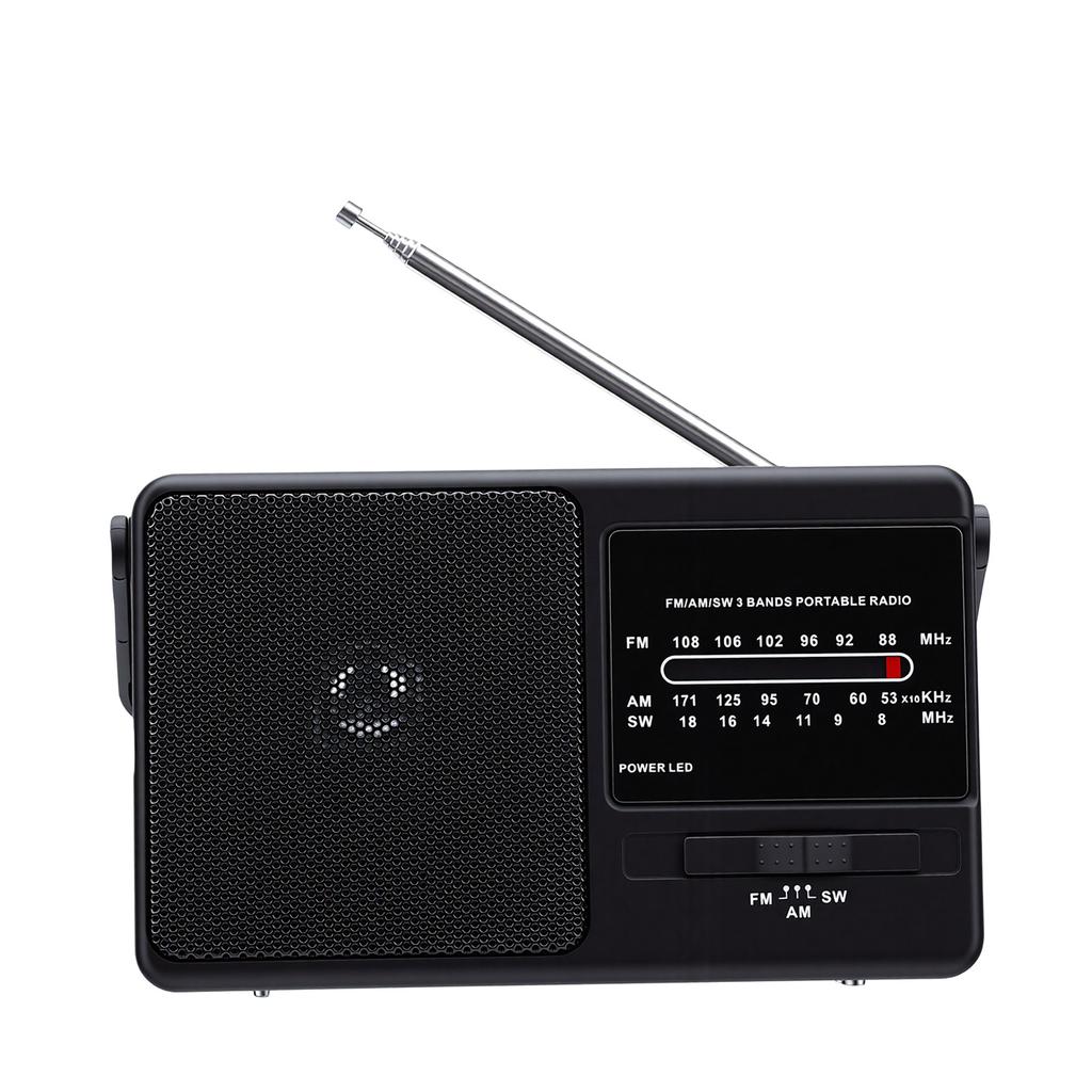 Portable Radio AM FM SW Compact Emergency Radio with Telescopic Antenna for Fishing Camping