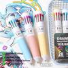 6 Pcs 10-in-1 Multicolor Ballpoint Pens 0.8mm, 57 Colors Drawing Multi Colored Pens, Smooth Writing Retractable Shuttle Pens for Doodling School