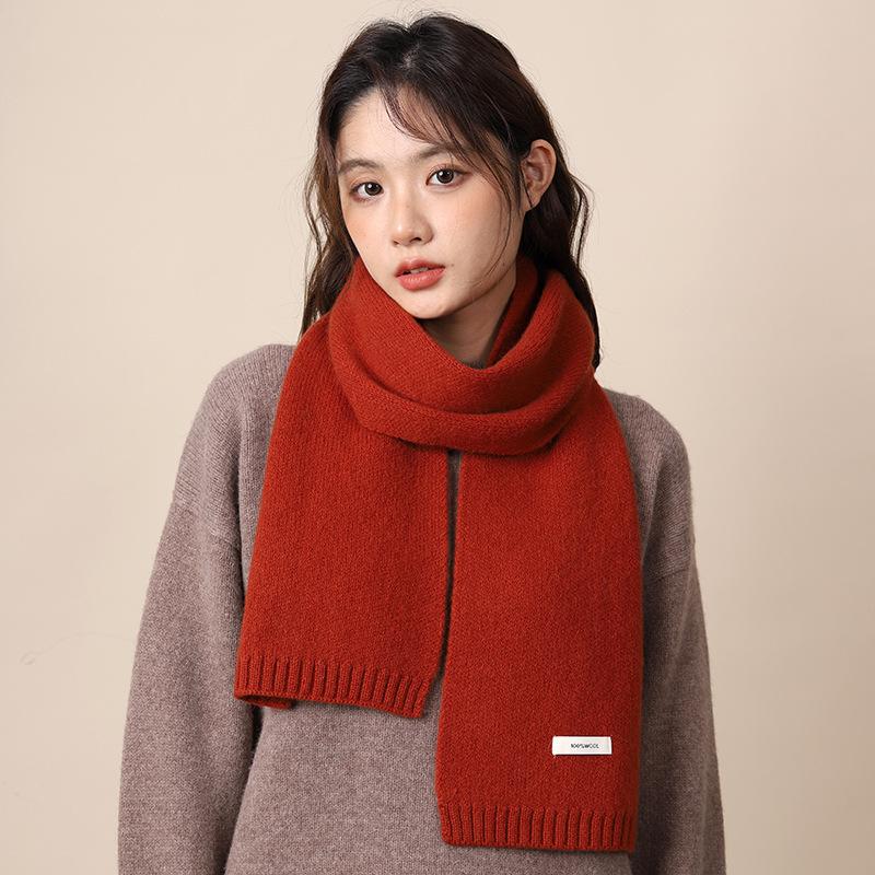 Full wool 100 pure wool scarf women's winter scarf to keep warm, high-end knitted scarf gift bag birthday gift