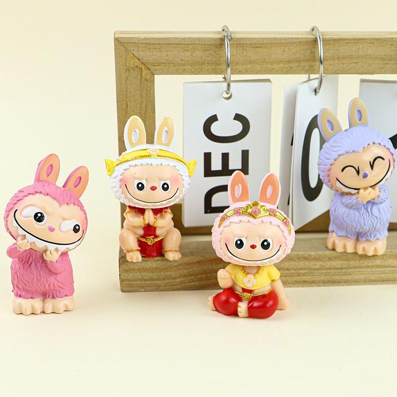 1 Piece Kawaii Toys Surprise Cute Labubu Figure Pendant Face Changing Doll Cartoon Anime Macarone Birthday Cake Decoration