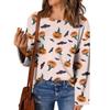 Women's Halloween Sweater, Bohemian Vintage Pattern Print Long Sleeve Knit Pullover