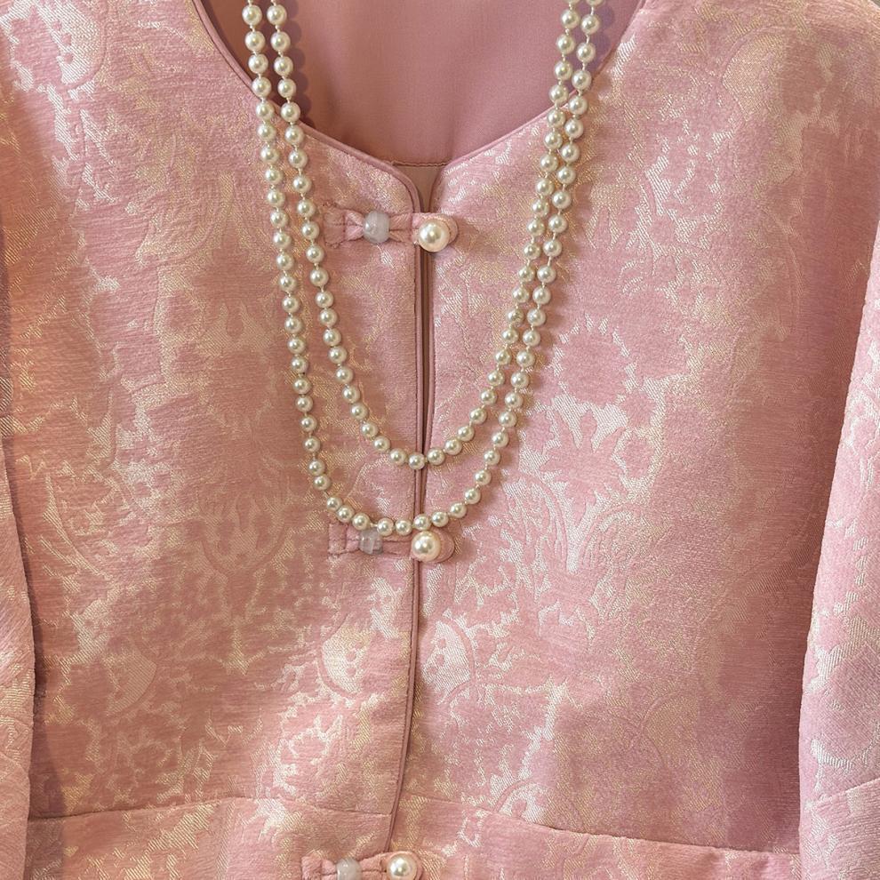 Women's Jacquard Frog Button Retro Jacket - Plus Size, Anti-aging, New Chinese Style