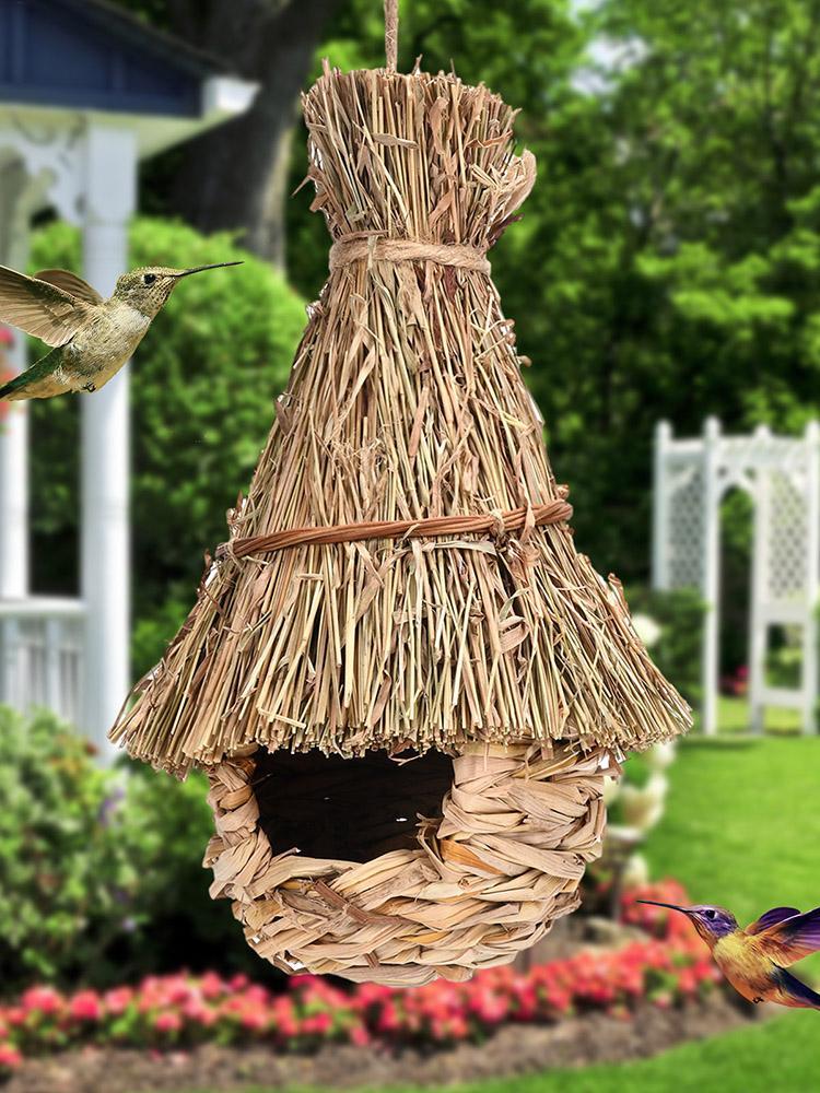 Creative handmade birdcage, grass woven bird nest  Finch Bird House for Garden Decoration Exquisite Outdoor Decors for Garden